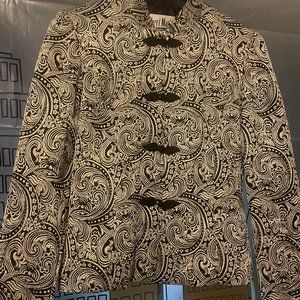 90s Sparkly Silver and Black Paisley Blazer, Sheri Martin